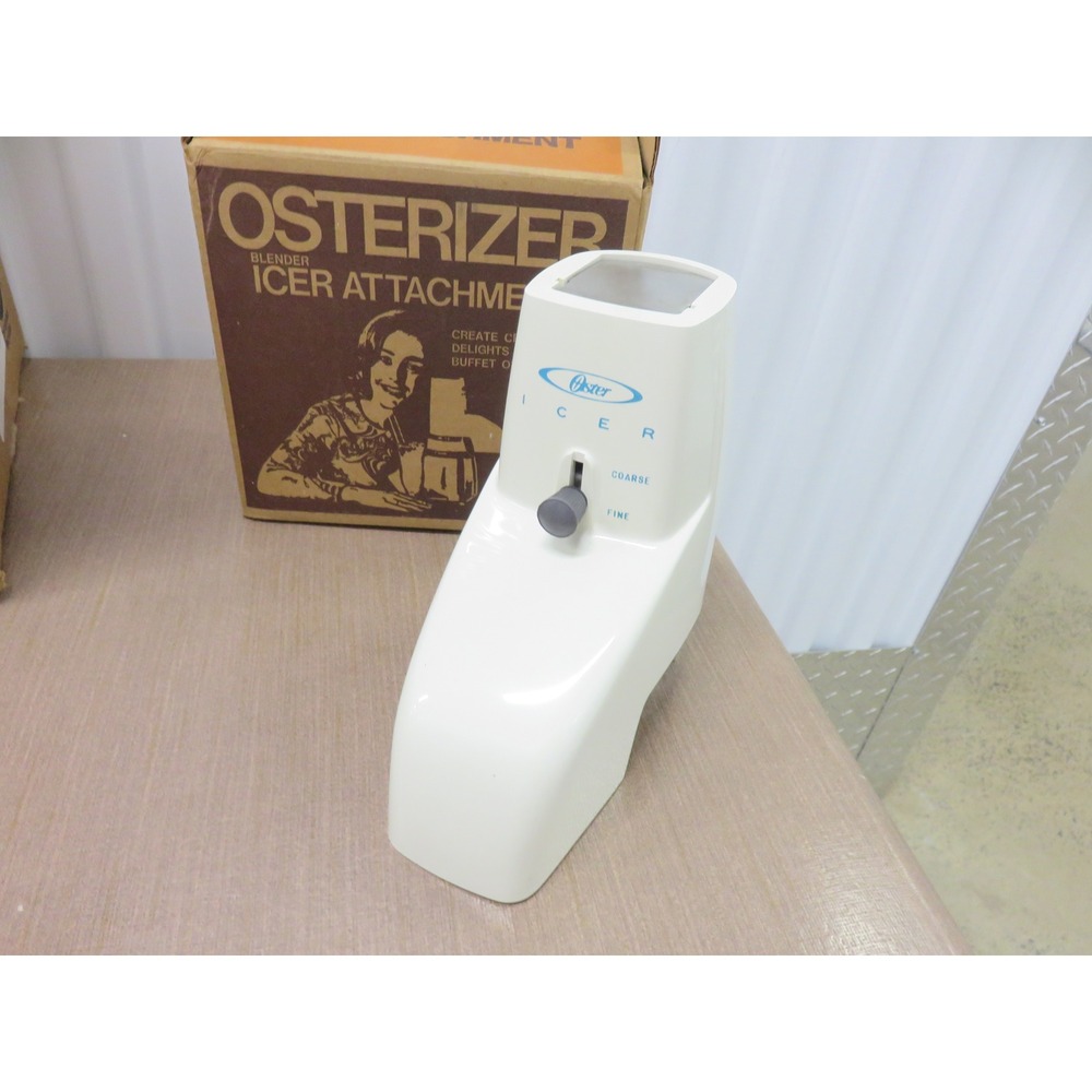 Vintage Osterizer Blender Icer Attachment Model 435 White Ice Crusher in Box